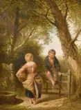 The Stile by William Collins, oil on canvas, offered Jun 2021