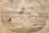 British, A sailboat in heavy seas of a headland by William Joseph J. C. Bond, oil on canvas, offered Jun 2021