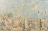 Le Caf Du Centre Paris Plage by Walter John Beauvais, oil on board, offered Jun 2021
