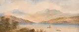 Boats on a Mountain Lake by Lennard Lewis, watercolour, offered Jun 2021