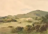 British, Sheep grazing on a hillside by Edmund Morison Wimperis, watercolour, sold Jun 2021