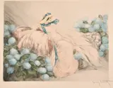 La Dame en Rose by Louis Icart, pencil and with, sold Jun 2021