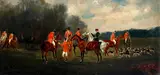 Hunting scenes, a set of four by Charles Faulkner, three signed 'C Faulkner' oil on board, sold Mar 2012