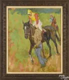 of a horse and jockeys by Henry Koehler, oil on canvas, offered Jan 2018