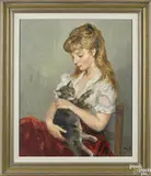 titled Claudine et son Chat by Marcel Dyf, oil on canvas, offered Jan 2018