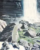 Great Bear Falls, Colorado by Lowell Nesbitt, 1975, oil on canvas (unstretched), sold May 2022