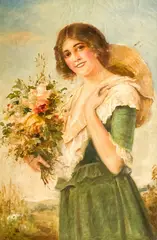 A Country Girl by William Joseph Carroll, oil on canvas, sold May 2022