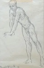 Untitled (Standing Male Nude) by Donald Friend, 1953, graphite on paper, sold Jun 2022