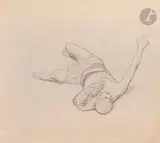 Rétiaire vaincu by Jean-Léon Gérôme, Crayon noir, sold Mar 2023