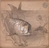 La Carpe by Albert-Ernest Carrier-Belleuse, Mine de plomb et rehauts de gouache blanche, sold Mar 2023