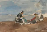Pêcheurs sur la côte à Nice by Jean-Baptiste Carpeaux, 1875, Aquarelle, sold Mar 2023