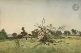 Paysage de campagne à Saint-Privé, Yonne by Henri Harpignies, 1881, Aquarelle, sold Mar 2023