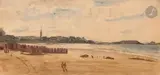 Pèlerinage à la tombe de Chateaubriand, Saint Malo by Paul Huet, 1862, Aquarelle sur traits de crayon, sold Mar 2023