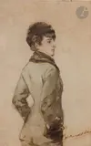 Garçonne by Louise Abbéma, Plume, encre brune et aquarelle, sold Mar 2023