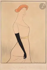 Yvette Guilbert by Leonetto Cappiello, 1899, Encre de Chine, aquarelle et crayons de couleur, sold Mar 2023