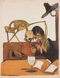 L'Absinthe by Tomás Julio Leal Camara Da, Encre, gouache, crayons et collage sur papier fort, sold Mar 2023