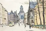 La grande rue animée by Gaston Balande, Aquarelle, sold Jan 2011