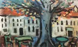 Terrasse de café by Sylvain Vigny, Gouache, sold Jan 2011