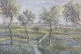 Femme au panier sur un chemin de campagne by Hugues Claude Pissarro, Aquarelle, sold Dec 2016