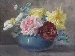 Bouquet de roses by Blanche Odin, Aquarelle sur panneau, sold Dec 2016