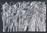 La forêt des totems by Henry de Waroquier, Crayon sur papier collé, sold Nov 2022