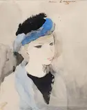 Portrait de jeune femme au chapeau by Marie Laurencin, Aquarelle, plume et lavis d'encre, sold Oct 2022