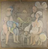 Retour de Jerba by Julio Silva, 1980, Technique mixte, huile, pastel et fusain sur toile, sold Oct 2022