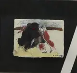 Toréro dans l'arène by Lydia Arickx, Technique mixte, huile, gouache et encre sur papier, sold Oct 2022