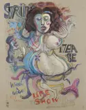 Strip-Tease by Mordecai Moreh, Technique mixte, encre, pastel et mine de plomb sur papier gris, sold Oct 2022