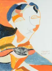 Portrait by Charles Lapicque, 1986, Aquarelle et gouache, sold Nov 2020