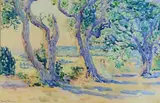 Jeune femme dans un sous-bois by Henri Person, Aquarelle, sold Nov 2020