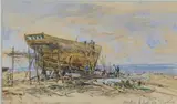 Honfleur, les chantiers Leviels by Johann Barthold Jongkind, 1865, Aquarelle gouachée, sold Nov 2020