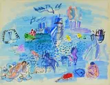Baigneuses et chevaux marins by Raoul Dufy, vers 1928, Aquarelle et gouache, sold Nov 2020