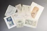 Nus féminins et Nu dans un jardin fleuri by Louis Sue, Encre sur papier calque et aquarelle sur papier, sold Oct 2020