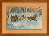 Le traineau dans la fôret by Pierre Petrovitch Perchine, Aquarelle sur papier, sold Jun 2024