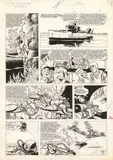 Marc Dacier - Le péril guette sous la mer by Eddy Paape, Encre de Chine sur papier avec indication des couleurs à la gouache au verso pour la planc, sold Nov 2023