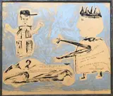 On a volé la voiture du prince by Jeantimir Kchaoudoff, 1961, Encre, gouache et écriture sur carton, sold Apr 2023
