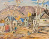 Mining Camp, Contact Lake, NWT by A. Y. Jackson, oil on canvas, sold Nov 2019
