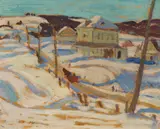 Quebec, Winter by A. Y. Jackson, 1925, oil on panel, sold May 2019