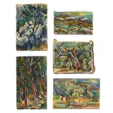 Untitled (Five Landscapes) by Claude Vallet, The first an oil on canvas, sold Apr 2023