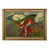 Two Deer in a Landscape by Joseph Collazzi, Oil on canvas, sold Apr 2023