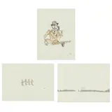 Two Works by Marcel Dzama, Ink and watercolor on paper, sold Apr 2023