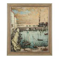 Faro Harbor III by Philip Reisman, Oil on board, sold Apr 2023