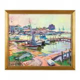 Harrison's Marina by James P. Kerr, Oil on canvas, sold Apr 2023