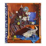 Still Life with Dogwood Blossoms and Cow Skull by Danny Robinette, Acrylic on canvas, sold Apr 2023