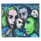 Family Group by Robert Broderson, Mixed media on paper, sold Apr 2023