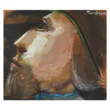 Man in Profie by Robert Broderson, Mixed media on paper, sold Apr 2023