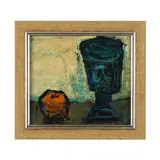 Still Life with Orange and Goblet by William Mangum, Acrylic on board, sold Apr 2023