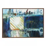 Airport Painting by Arthur Atkinson, Oil on canvas with collage elements, sold Apr 2023