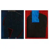 Red Thread and Blue Immersion (two works) by Juan Logan, Painting and mixed media on heavy paper, sold Apr 2023